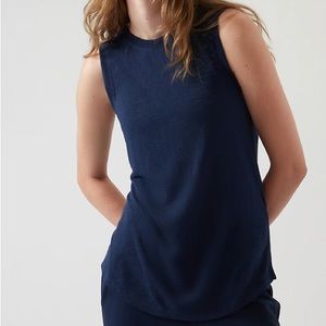 Athleta Breezy Tank Top Sleeveless Crewneck Women’s 2X Navy Blue Athleisure